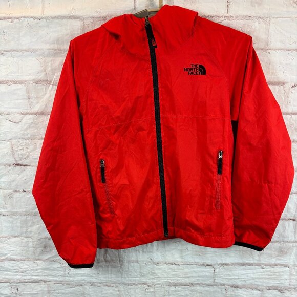 The North Face Boys 7 / 8 Red Full Zip Hooded Windbreaker Rain Jacket - Picture 3 of 8